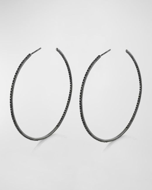 Sheryl Lowe Metallic Inside-out Black Diamond Hoop Earrings