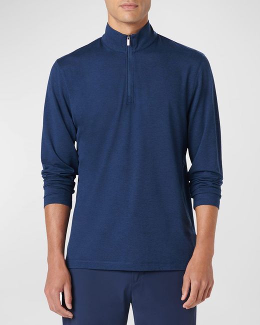 Bugatchi Blue Uv50 Performance Quarter-Zip Sweater for men