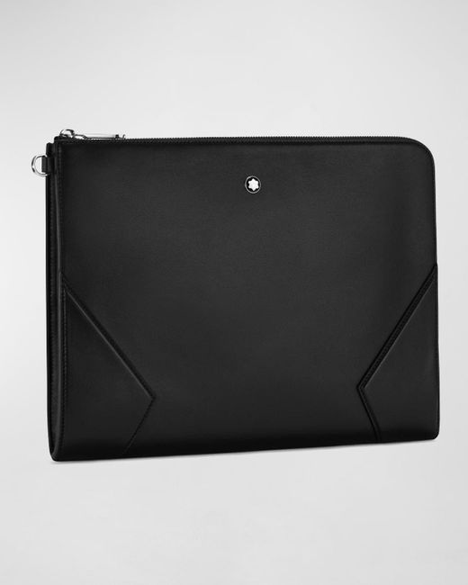 Montblanc Black Meisterstück Portfolio Leather Zip Clutch Bag for men