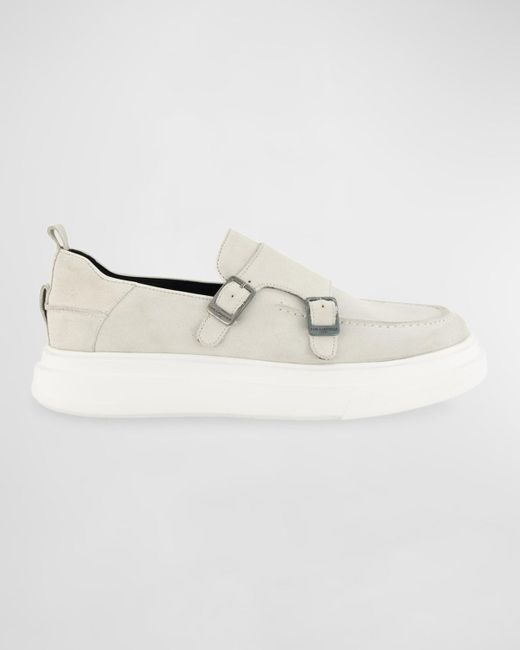 Karl Lagerfeld Natural Sneaker-Sole Suede Double-Monk Loafers for men