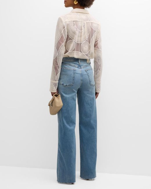 Rag & Bone Blue Flexi Sofie High-Rise Wide Jeans
