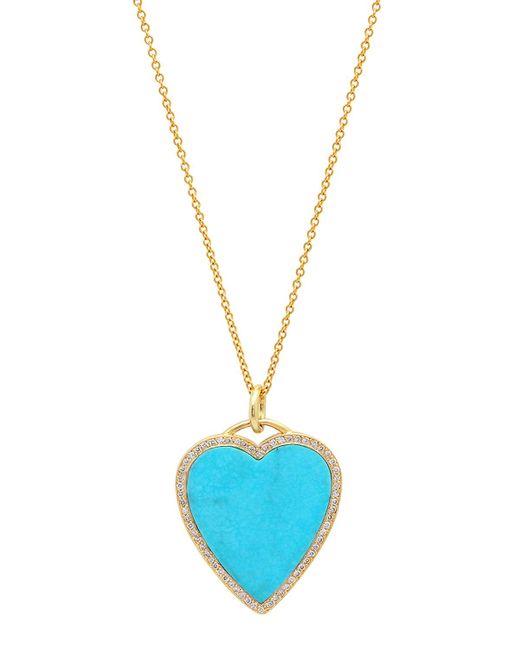 Jennifer Meyer Blue 18k Inlay Heart Necklace With Diamonds