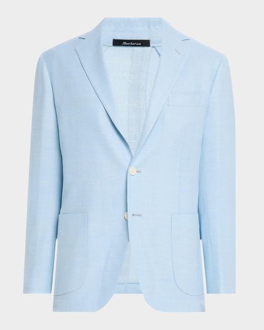 Sartorio Napoli Men's Blue Wool-Blend Sport Coat