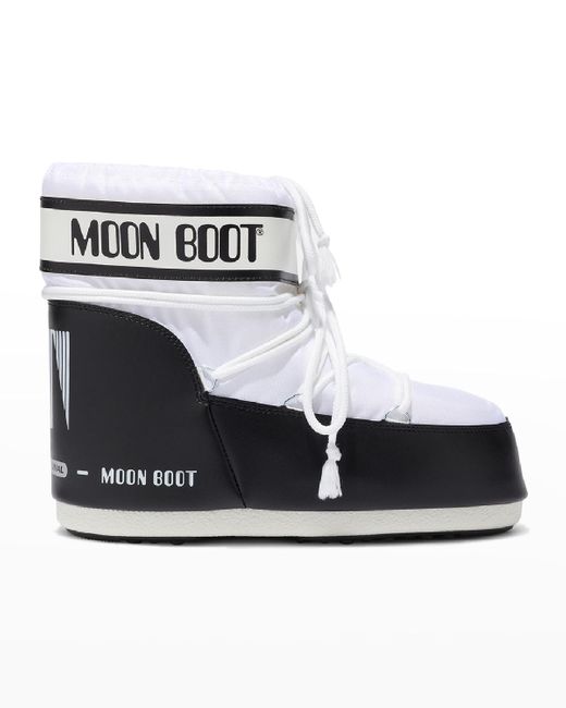 Moon Boot White Classic Bicolor Lace-up Short Snow Boots