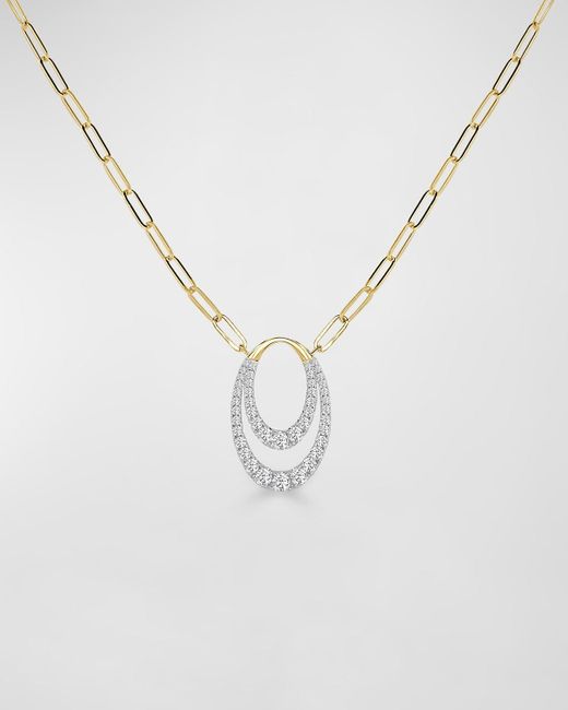 Frederic Sage Metallic 18k Yellow And White Gold Double Vertical Oval Diamond Necklace