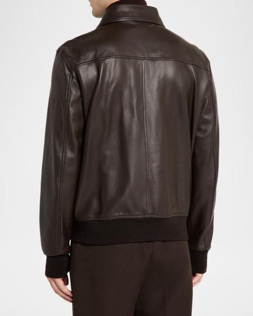 Isaia Gray Apos;S Lambskin Leather Jacket for men