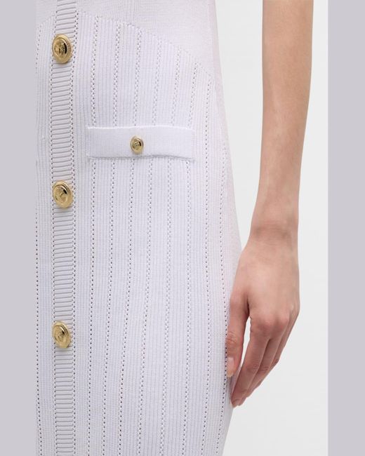retroféte White Laney Metallic Knit Midi Bodycon Dress