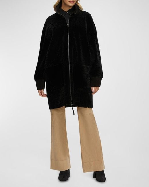 Gorski Black Reversible Lamb Shearling Jacket