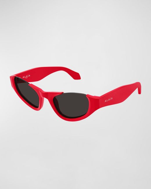 Alaïa Red Semi-rimmed Acetate Cat-eye Sunglasses