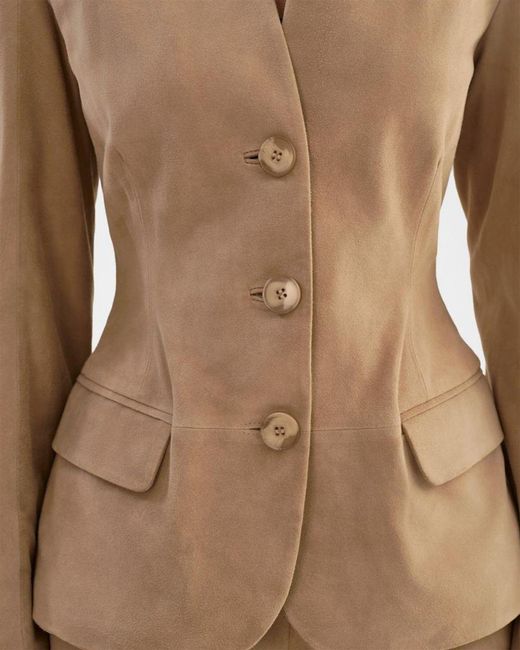 Lamarque Natural Abitha Hourglass Suede Jacket