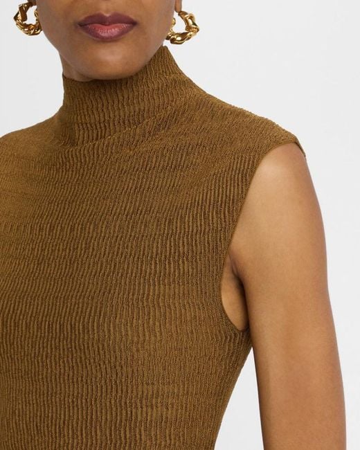 A.L.C. Brown Jada Mock-Neck Top