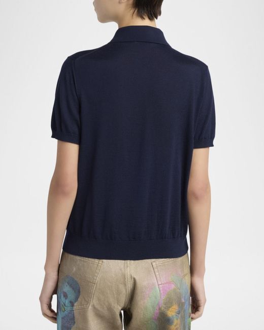 Versace Blue Knit Button-Front Shirt