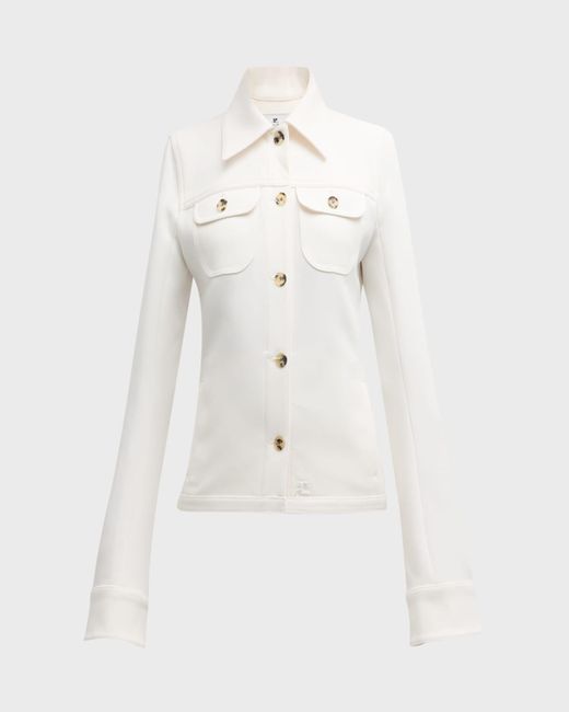 Courreges White Flare-Sleeve Overshirt Trucker Jacket