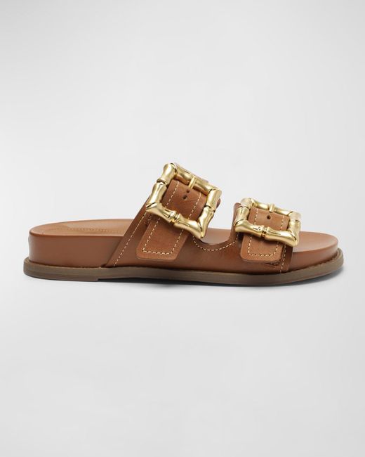 SCHUTZ SHOES Brown Enola Dual-buckle Sporty Slide Sandals
