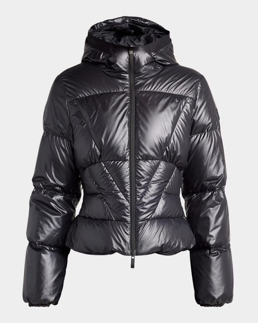 Moncler Black Wineck Hooded Down Puffer Jacket