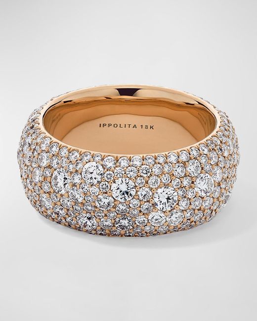 Ippolita Gray 18k Rose Gold Diamond Wide Band Ring, Size 7