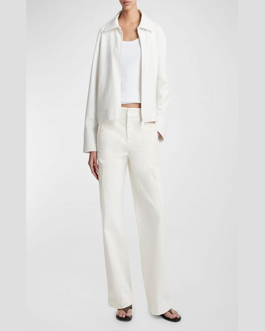 Vince White Zip-Front Collared Jacket
