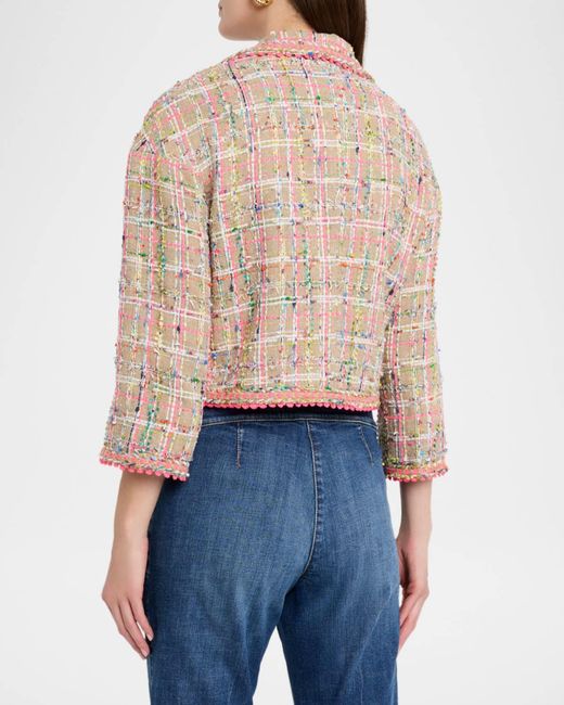 Maison Common Pink Check Tweed Single-Breasted Jacket