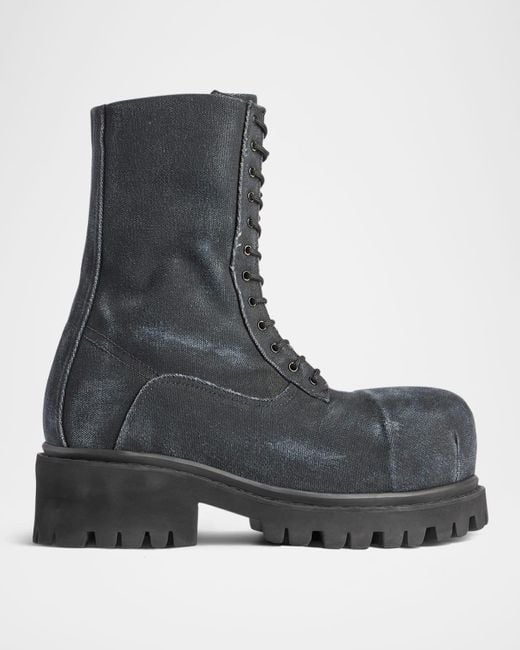 贅沢品 in Boots Lace-Up Canvas Stomper Balenciaga Black Lyst | Men for 靴