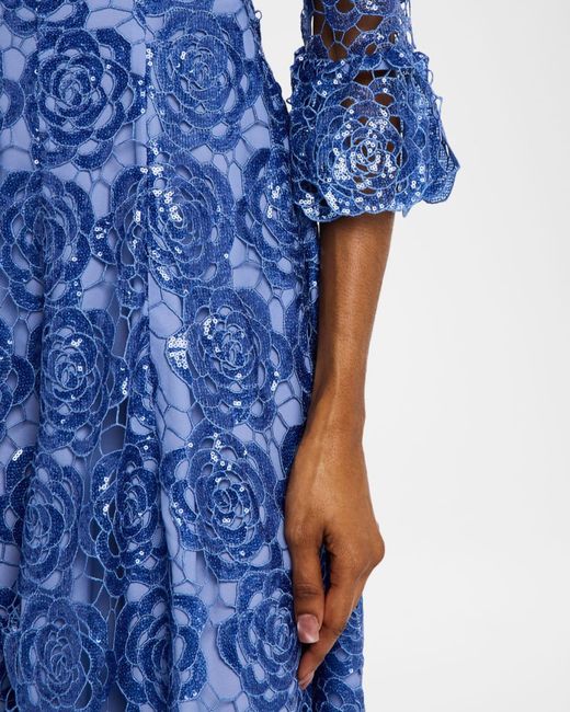 talbot runhof metallic lace midi dress Talbot Runhof sequin-embellished Metallic Dress | Green