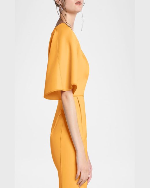 Maticevski Orange Benefit Flutter-Sleeve Midi Dress