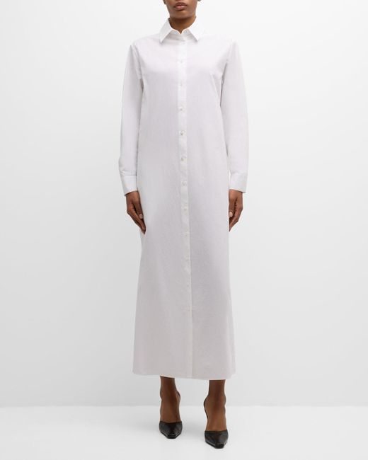 The Row White Izumi Long-Sleeve Maxi Shirtdress