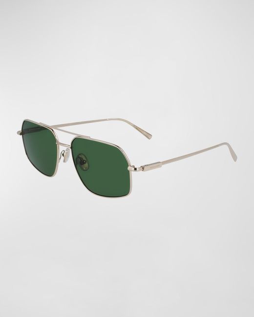 Ferragamo Green Prisma Metal Aviator Sunglasses, 58Mm for men