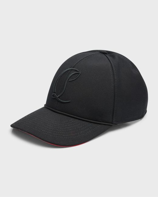 Christian Louboutin Black Mooncrest Embroidered Baseball Hat for men