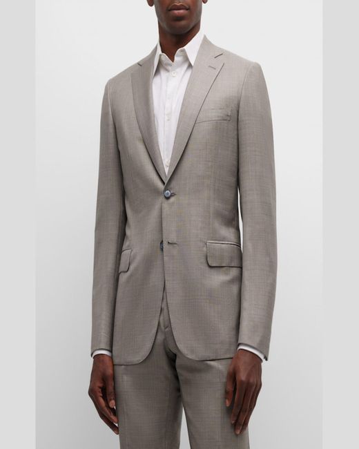 Brioni Gray Wool Sharkskin Suit for men
