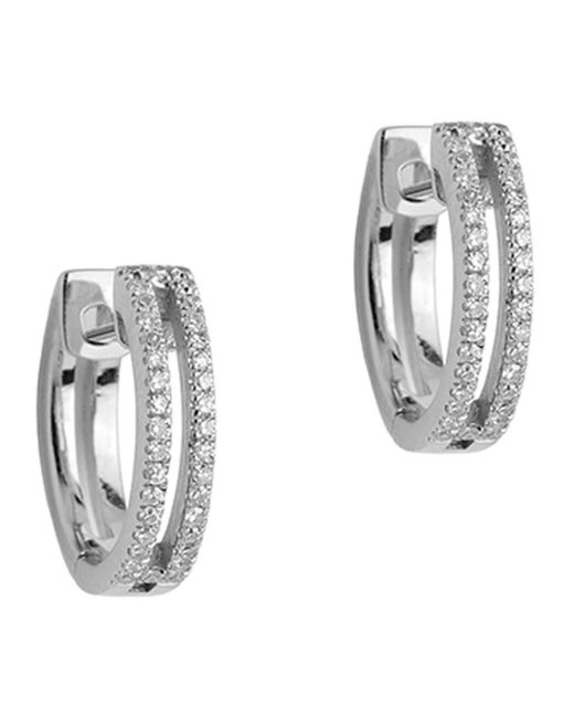 Bridget King Jewelry Metallic 14k Mini Open Bar Diamond Huggie Earrings