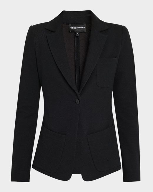 Emporio Armani Black Single-Button Stretch Jersey Jacket