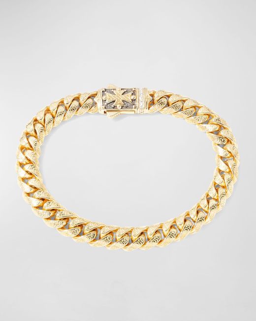 Konstantino Metallic 18k Gold Filigree Chain Bracelet W/ Diamonds for men