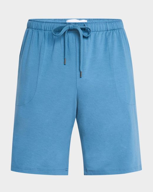 Derek Rose Blue Basel Micromodal Lounge Shorts for men