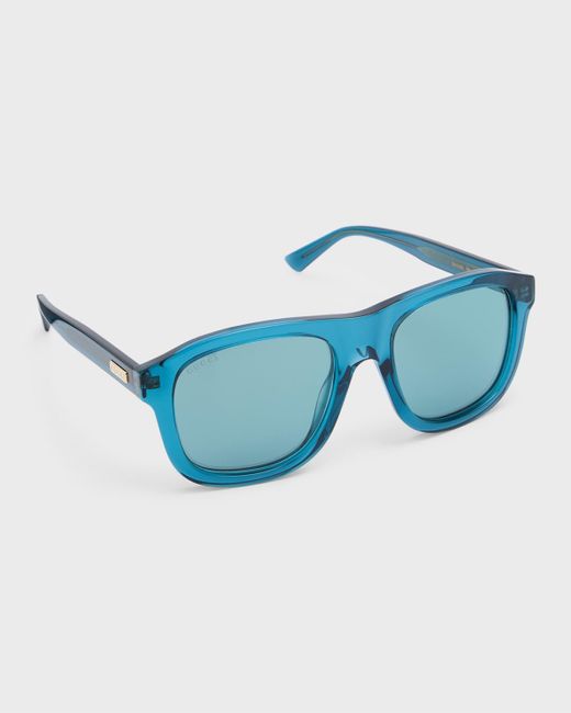 Gucci Blue Logo Aviator Acetate Sunglasses for men