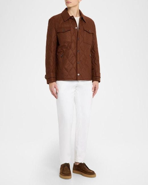 Isaia Brown Apos;S Quilted Wool-Blend Jacket for men