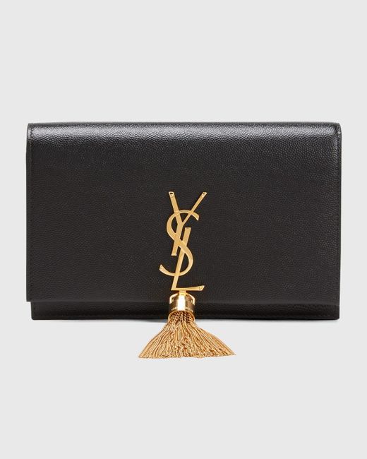 Saint Laurent Black Kate Small Tassel Ysl Wallet On Chain
