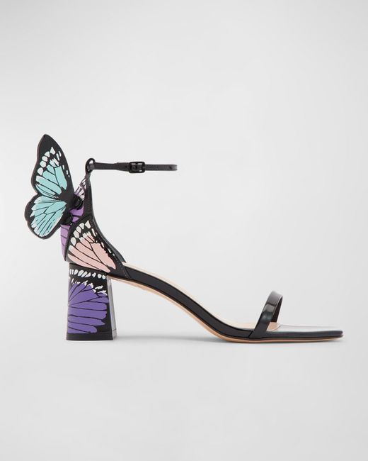 Sophia Webster White Chiara Butterfly Printed Block-heel Sandals
