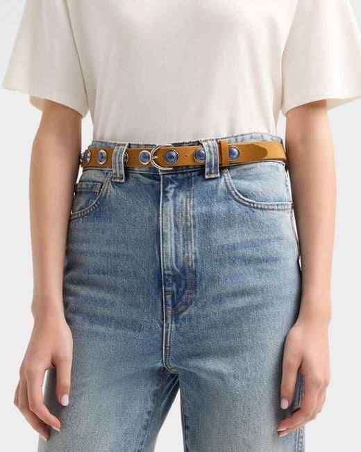 Rag & Bone White Celia Studded Suede Belt
