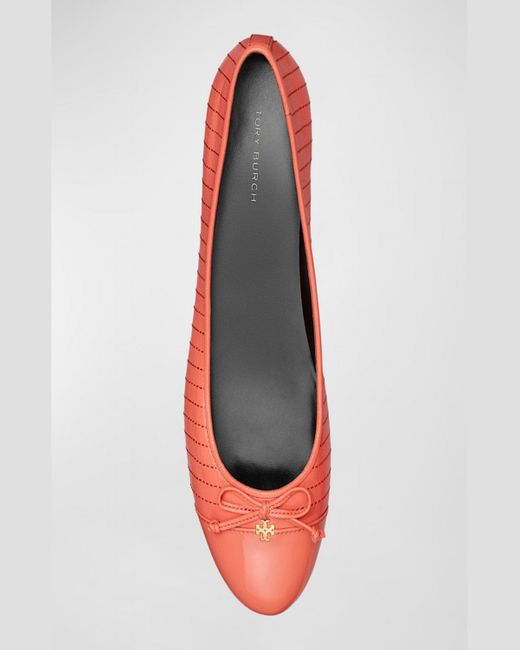 Tory Burch Multicolor Quilted Cap-Toe Bow Ballerina Flats