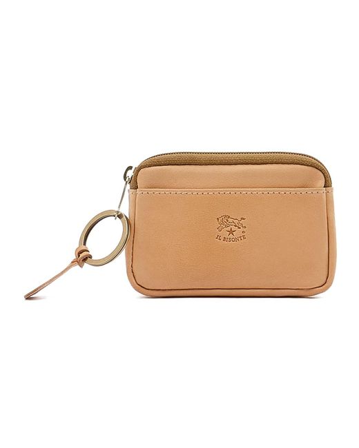 Il Bisonte Natural Classic Zip Leather Card Holder