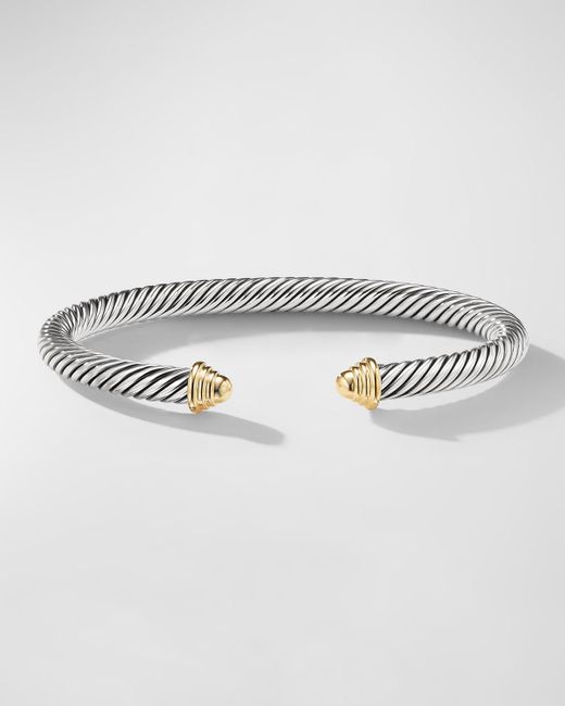 David Yurman Gray Cable Bracelet In Silver With 14k Gold, 5mm