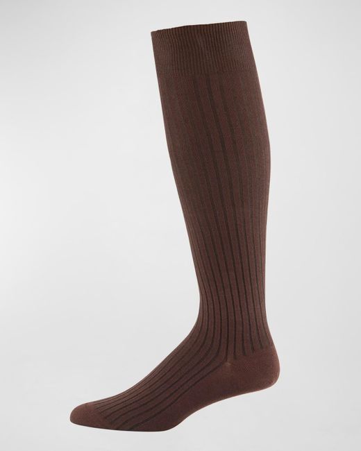 Neiman Marcus Brown Core-Spun Socks, Over-The-Calf for men