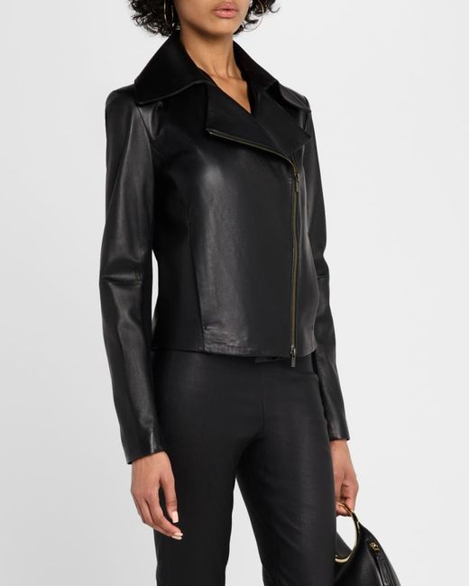 Vince Black Leather Zip-Front Jacket
