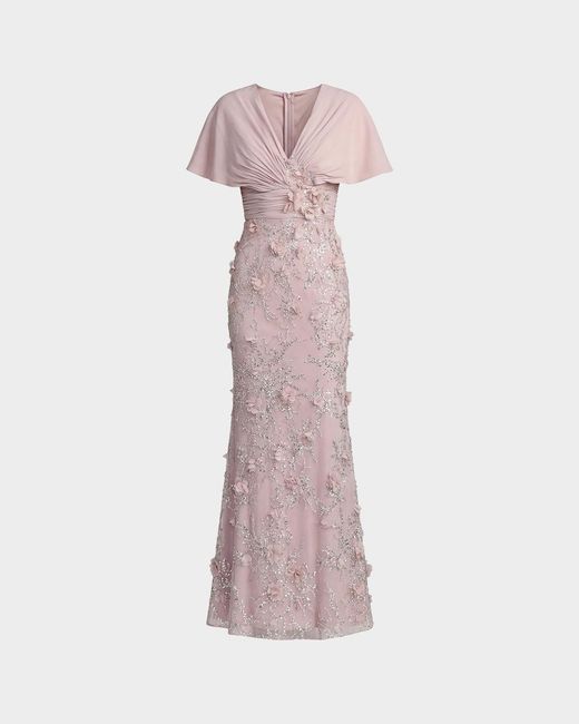 Mac Duggal Pink 3D Mini Rosette Column Gown