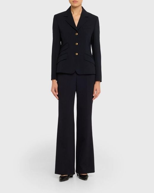 Max Mara Blue Single-Breasted Stretch Wool Jacket