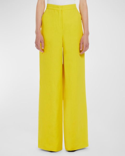 Max Mara Studio Yellow Gary High-rise Straight-leg Canvas Trousers