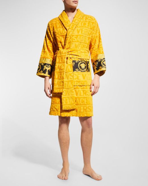 Versace Yellow Barocco Sleeve Robe for men