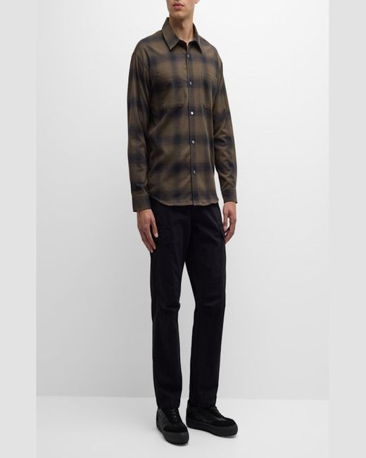FRAME Black Plaid Flannel Button-Down Shirt for men