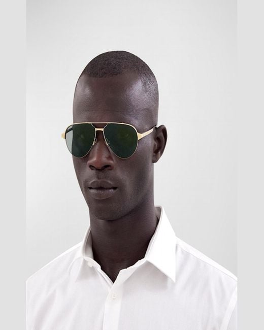 Cartier Metallic Half-rim Metal Aviator Sunglasses With Logo for men