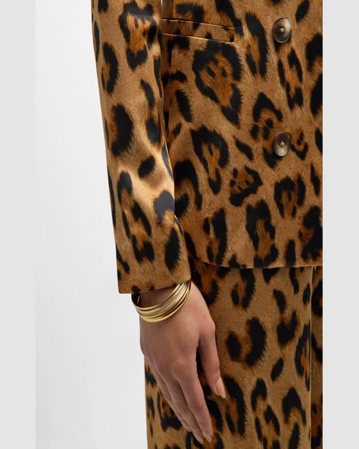 L'Agence Brown Colin Leopard Double-breasted Blazer